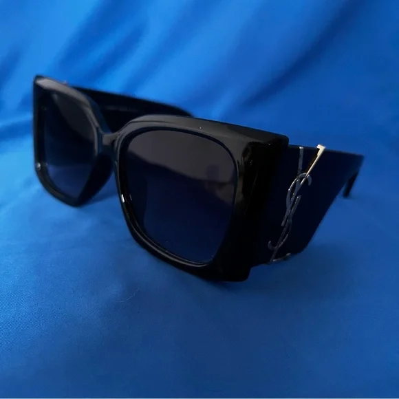 Yves Saint Laurent Black Glossy Sunglasses - Picture 10 of 10